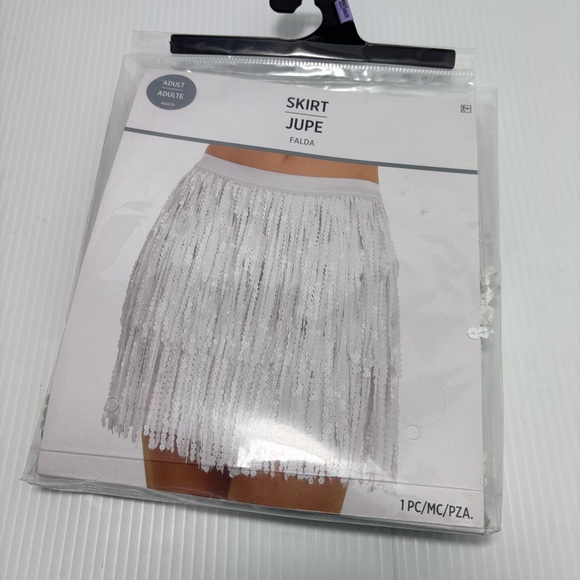 Party City Adult Sequin Skirt, White   NEW - Picture 1 of 5